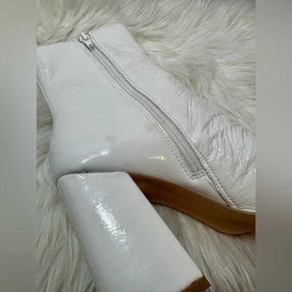 STEVE MADDEN Zoe White Patent Heeled Booties - Picture 8 of 9